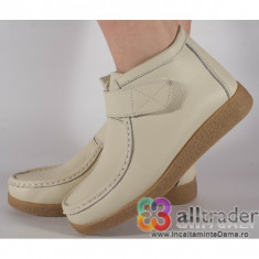 Ghete piele naturala crem talpa crep - cod AC020-18G foto