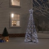Brad Conic Crăciun vidaXL, 180 cm, 200 LED Alb Rece, USB, 8 Funcții, Bază Metalică, Ușor de Montat