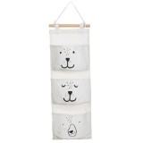 Husa suspendata cu 3 buzunare si imprimeu, Alb, 20 x 58 cm
