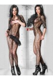 Bodystocking sexy CR3234, Negru, Model Floral, Chilirose, S/M