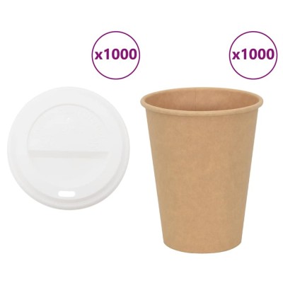 vidaXL Cești de cafea din h&amp;acirc;rtie cu capace 1000 buc 12 oz 300 ml 3325221 foto