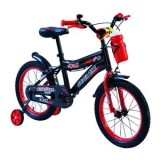 Bicicleta copii 16 inch, neagra cu rosu, cu roti ajutatoare, CMCLASS