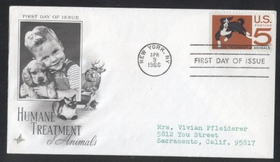 United States 1966 Humane treatment animals FDC K.634 foto