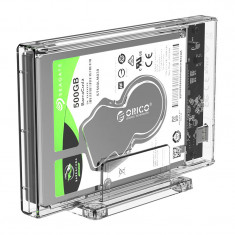 Carcasa Rack pentru Hard-disk Extern, Orico 2159C3, USB Type-C, Plastic ABS, Transparent, Suport Birou, Compatibila SSD/HDD 2.5 inch foto