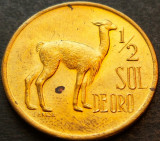 Cumpara ieftin Moneda exotica 1/2 SOL DE ORO - PERU, anul 1974 *cod 3187 = UNC, America Centrala si de Sud
