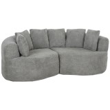 HOMCOM Canapea 3 locuri fără cadru, cu șezut amplu, 6 perne, design curbat, din chenille, gri deschis | Aosom Romania