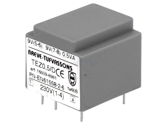 Transformator &icirc;ncapsulat 0,5VA 230VAC 9V