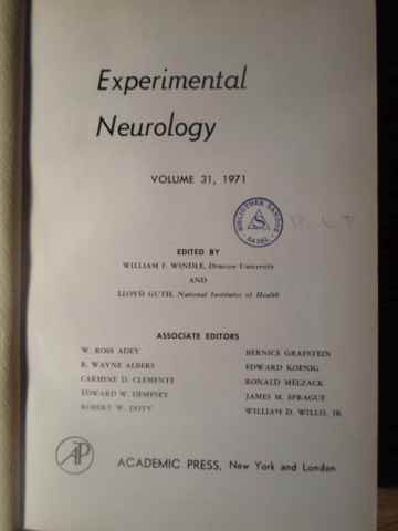 EXPERIMENTAL NEUROLOGY VOL. 31, 1971-W.F. WINDLE, L. GUTH SI COLAB.-228978