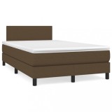 Cumpara ieftin Pat box spring cu saltea, maro inchis, 120x200 cm, textil