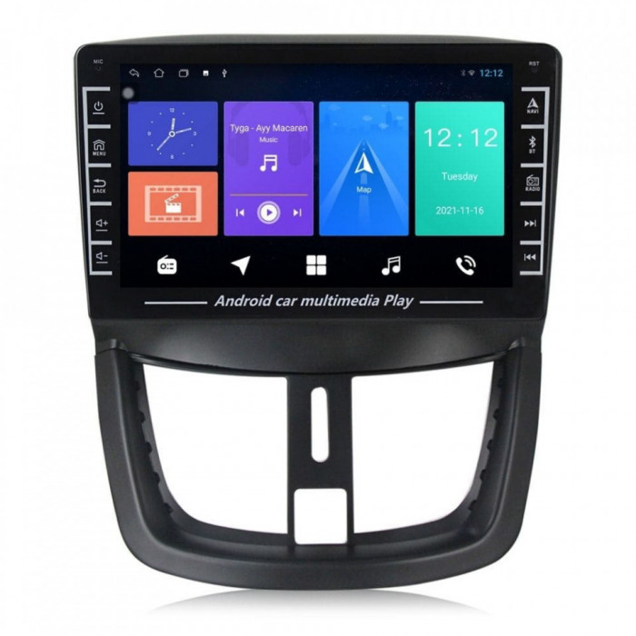 Navigatie dedicata cu Android Peugeot 207 2006 - 2015, 1GB RAM, Radio GPS Dual