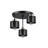 Aplica LED, 3 socluri E27, putere maxima bec 35W, IP20, baza 30 cm, negru auriu