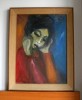 Portret de femeie - pictura originala ulei pe panza, tablou semnat 55x70cm, Portrete, Avangardism