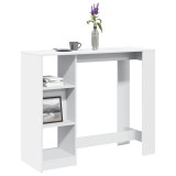vidaXL Masă de bar cu raft, alb, 124x46x103,5 cm, lemn prelucrat 854391
