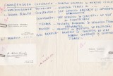 Hotel Majestic Belgrad &ndash; notă manuscrisă cu tematică aviație, h&acirc;rtie cu antet aviație civilă rom&acirc;nă &ndash; listă personal și 3 cărți de vizită