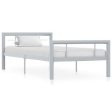 VidaXL Cadru de pat, gri și alb, 90 x 200 cm, metal 284556