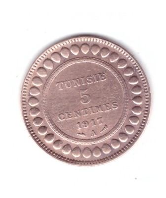 Moneda Tunisia 5 centimes 1917, stare buna, curata foto