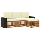 vidaXL Set de canapele de exterior cu pernă 4 pcs Natural și Crem 3384211