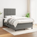 Cumpara ieftin Pat box spring cu saltea, gri &icirc;nchis, 120x200 cm, textil
