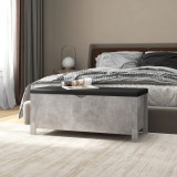 Cutie depozitare pernă gri beton, 105x40x45 cm, lemn prelucrat