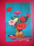 HOPCT 25093 FLORI- FELICITARE ANIVERSARA -CP VECHE -IP--INTREG POSTAL - ROMANIA - CIRCULATA