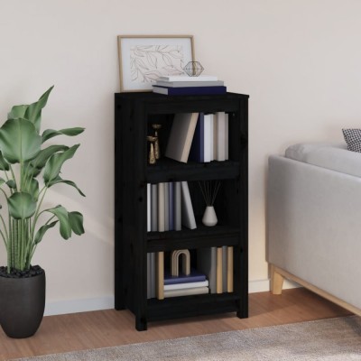 Gossi biblioteca, negru, 50x35x97 cm, lemn masiv de pin foto