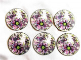 Set suporturi pahare decorat cu flori mov cu verde 41755