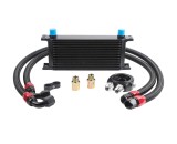 Kit complet radiator ulei universal din aluminiu, 16 randuri, 330 x 50 x 115 mm, AN10 37 , cu furtunuri si adaptor pentru filtru de ulei, negru
