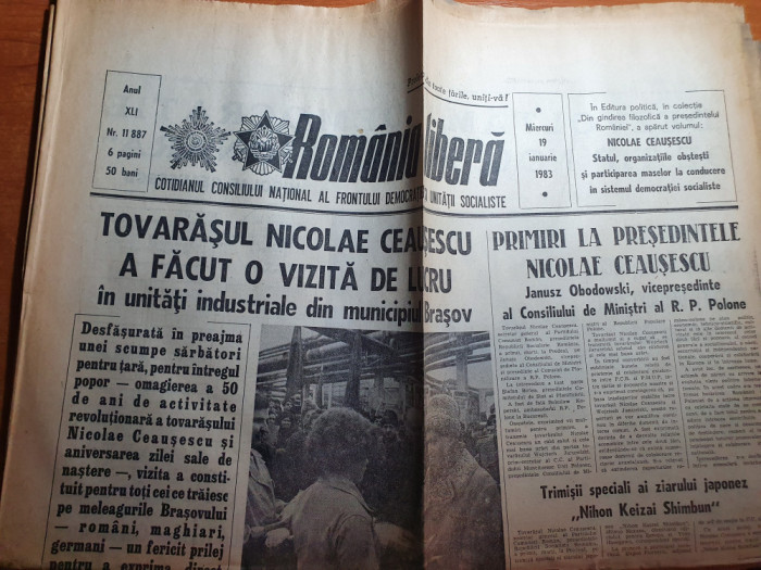 romania libera 19 ianuarie 1983-vizita lui ceausescu in orasul brasov