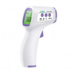 Termometru digital cu infrarosu EduClass Medical, 13.8 x 9.5 x 4 cm , distanta 1-5 cm, ABS, functie memorare, Alb