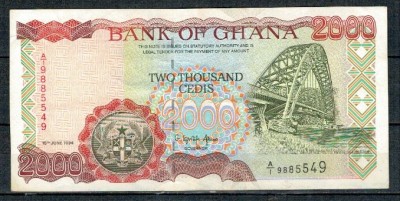 Ghana 1994 - 2000 cedis, circulata foto