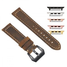 Curea piele naturala, compatibila Apple Watch 9|8|7|6|5|4|3|2|1 Series, 41mm|40mm|38mm, Brown