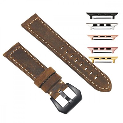 Curea piele naturala, compatibila Apple Watch 9|8|7|6|5|4|3|2|1 Series, 41mm|40mm|38mm, Brown foto