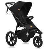 Carucior sport 3 roti Lionelo Azura Black Onyx, baldachin XXL, pana la 22 kg