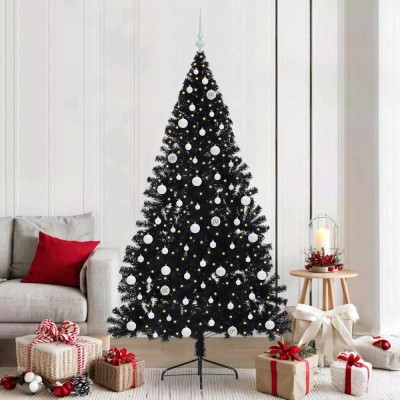 vidaXL Pom de Crăciun artificial pre-iluminat Negru 210 cm PVC 3397157 foto