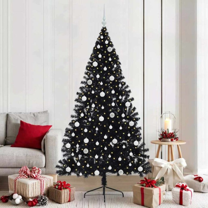 vidaXL Pom de Crăciun artificial pre-iluminat Negru 210 cm PVC 3397157