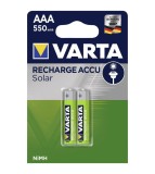Baterii Reincarcabile VARTA AAA 550mAh, Ni-MH, 1.2V, HR03, Micro, pentru Lampi Solare si Telefoane - 2 Bucati