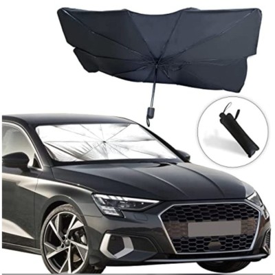 Parasolar Auto Pliabil, apf &amp;reg;, in Forma de Umbrela, 145 x 75 cm, Rezistent UV, Negru-Argintiu foto