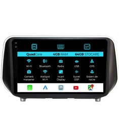 Navigatie Dedicata Hyundai SantaFe (2018-2024),QuadCore, 9Inch, 4Gb Ram, 64Gb Stocare, Carplay