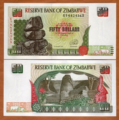 !!! ZIMBABWE - 50 DOLARI 1994 - P 8 - UNC foto