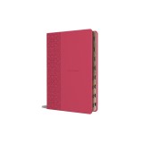 KJV Holy Bible, Large Print Medium Format, Fuchsia Faux Leather W/Ribbon Marker, Red Letter, Thumb Index