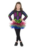 Costum Halloween copii schelet multicolor tutu 7-9 ani