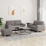 VidaXL Set de canapele cu perne, 3 piese, gri taupe, textil