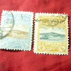 2 Timbre Uruguay 1919 -Peisaj ,1 si 8c stampilate