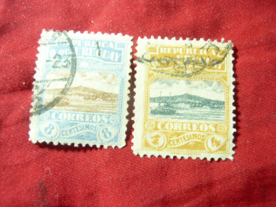 2 Timbre Uruguay 1919 -Peisaj ,1 si 8c stampilate foto