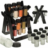 Organizator de condimente cu 18 containere cu suport rotativ pentru bucatarie, culoare neagra, AVEX