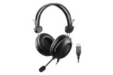 CASTI A4tech, cu fir, standard, utilizare multimedia, microfon pe brat, conectare prin USB 2.0, negru, &quot;HU-35&quot;, (timbru verde 0.8 lei)