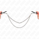 KINK - NIPPLE CLAMPS WITH 2 THICK CHAINS SILVER 20/23 CM, KINK NIPPLE GRIP