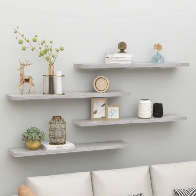 Gossi rafturi perete suspendate 4 buc. gri beton 120x23,5x3,8 cm mdf foto