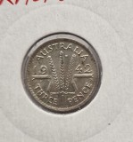 Australia 3 Pence 1942 moneda din argint km # 37