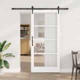 Set ușă glisantă vidaXL cu set de accesorii alb 93x202 cm din lemn masiv de pin